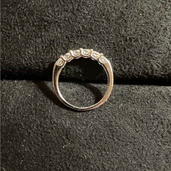 Classic 6 Stone Certified 1 Carat White Moissanite Diamond Band - Picture 4 of 9